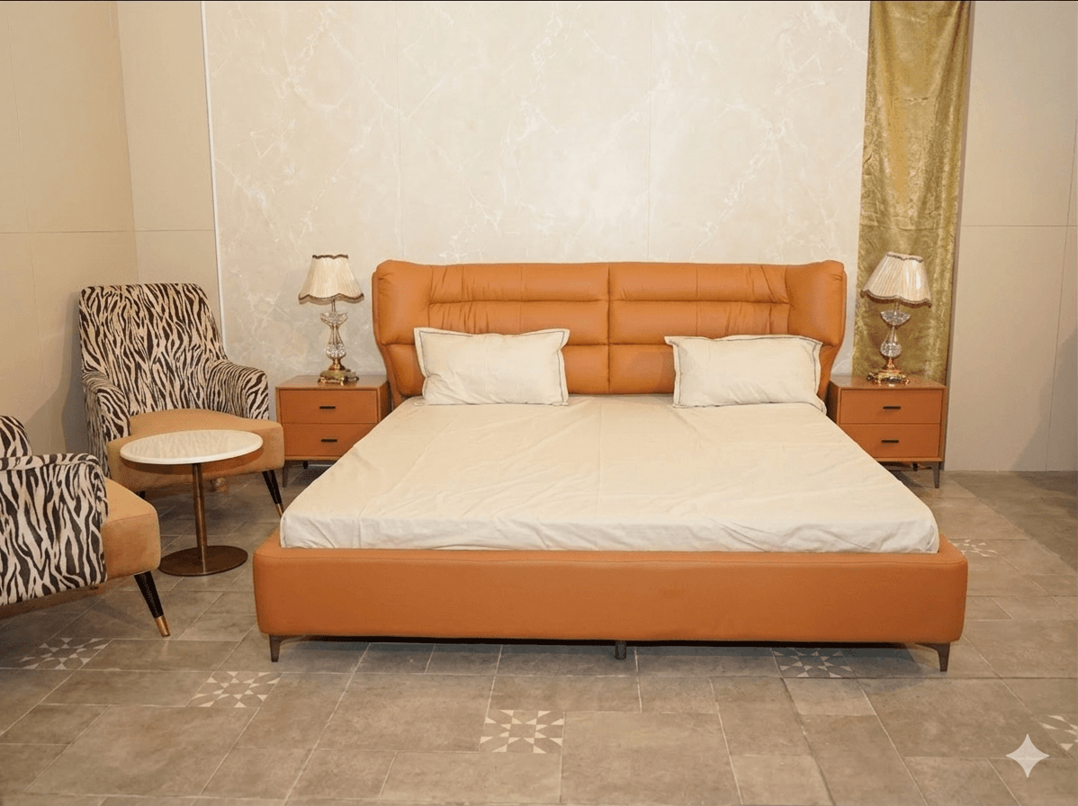 Modern Luxe Upholstered Bed (Caramel Tan) — image 2