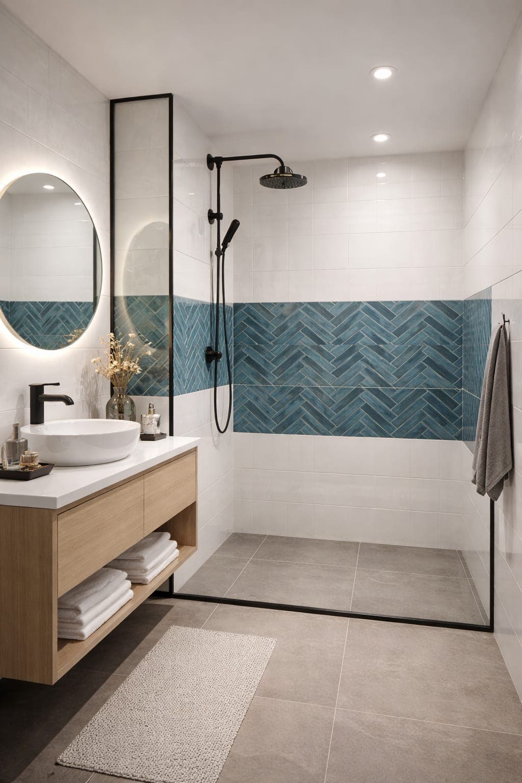Herringbone Feature Wall Tile Design (Glossy Subway Pattern) — image 1